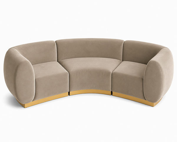Arc Sofa - Stella - Gold Legs - Pewter Velvet