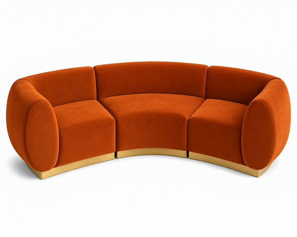 Arc Sofa - Stella - Gold Legs - Rust Velvet