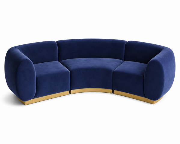 Arc Sofa - Stella - Gold Legs - Sapphire Velvet
