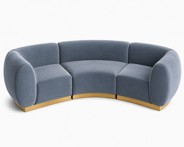 Arc Sofa - Stella - Gold Legs - Steel Velvet