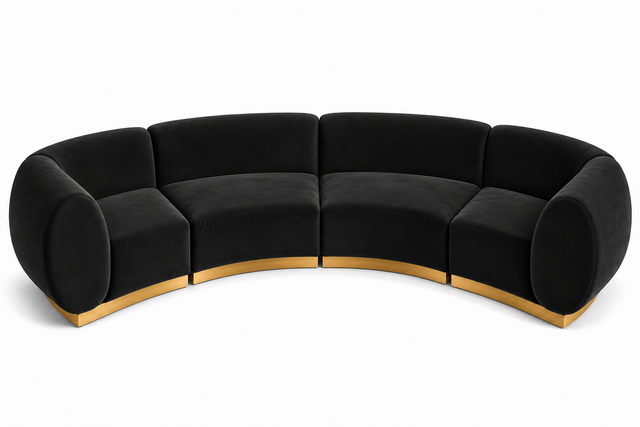 Arc Sofa XL - Stella - Gold Legs - Black Velvet