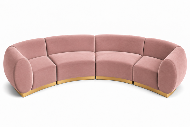 Arc Sofa XL - Stella - Gold Legs - Rose Velvet