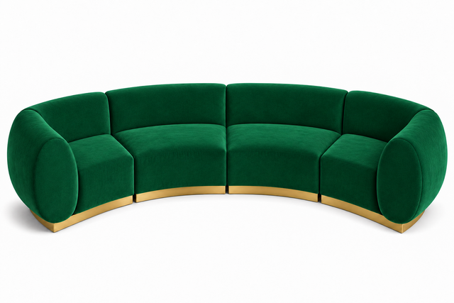 Arc Sofa XL - Stella - Gold Legs - Emerald Velvet