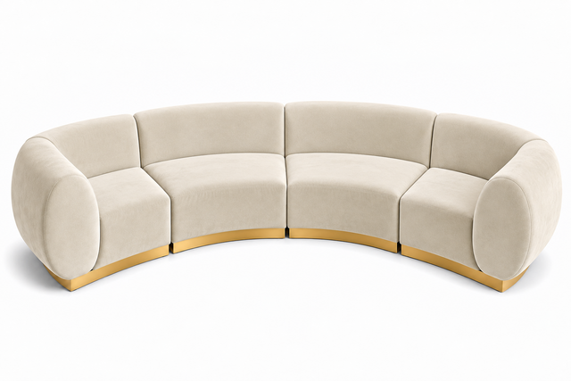 Arc Sofa XL - Stella - Gold Legs - Ivory Velvet