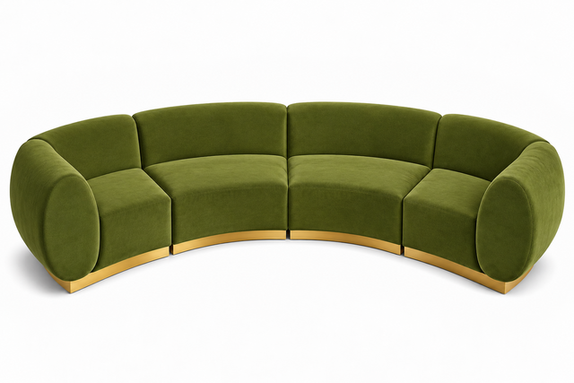 Arc Sofa XL - Stella - Gold Legs - Moss Velvet