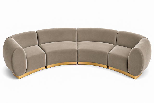 Arc Sofa XL - Stella - Gold Legs - Pewter Velvet