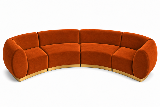 Arc Sofa XL - Stella - Gold Legs - Rust Velvet