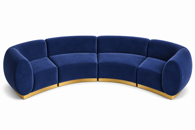 Arc Sofa XL - Stella - Gold Legs - Sapphire Velvet