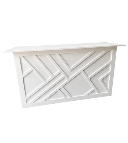 Bar - Geo 6FT Straight - White Wood Frame - White Wood Top