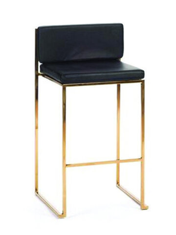 Barstool - Addison - Gold Frame - Black Faux Leather