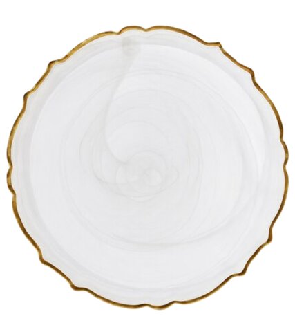 Charger - Glass - Scalloped White  13