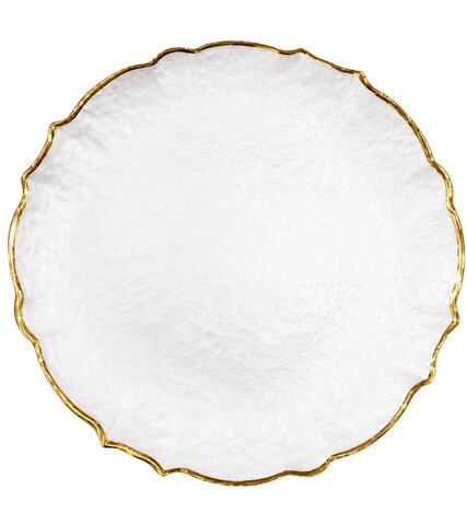 Charger -Frosted Scalloped - Gold Rim 13