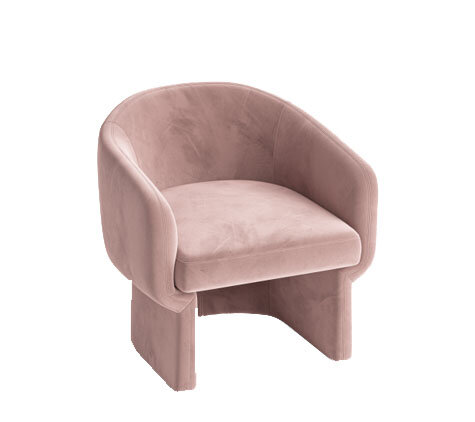 Club Chair - Chloe - Velvet Legs - Blush Velvet