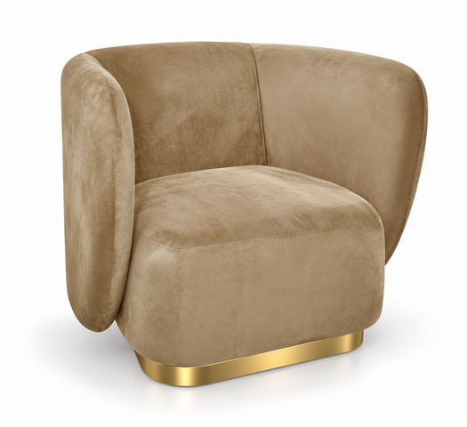 Club Chair - Donna - Gold Legs - Mocha Velvet