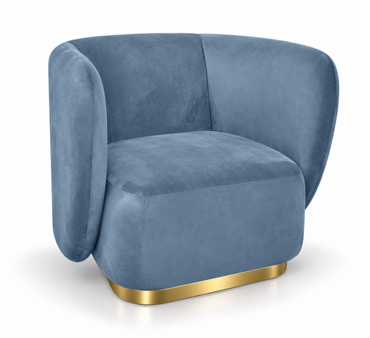 Club Chair - Donna - Gold Legs - Steel Velvet