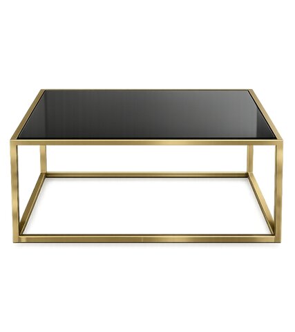 Coffee Table - Ringling Square - Gold Frame - Black Top