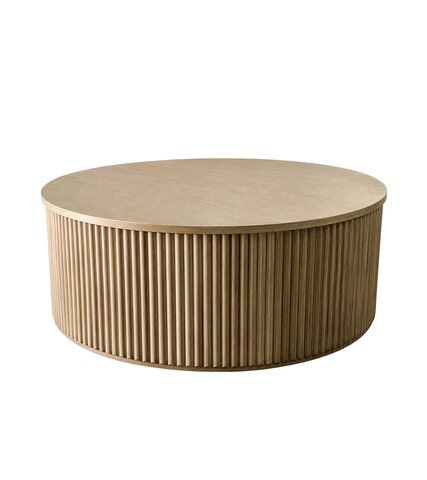 Coffee Table - Hunter Round - Ash Wood Ripple Frame - Ash Wood Top
