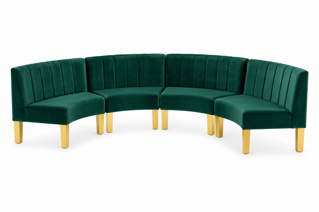 Crescent Sofa - Rose - Gold Legs - Emerald Velvet
