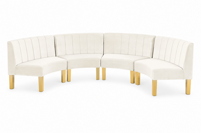 Crescent Sofa - Rose - Gold Legs - Ivory Velvet
