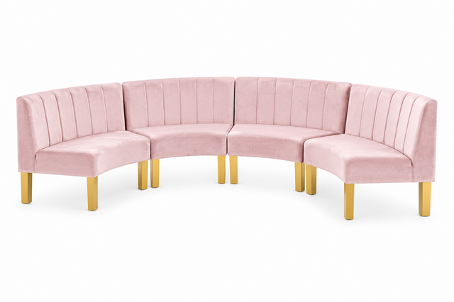 Crescent Sofa - Rose - Gold Legs - Blush Velvet