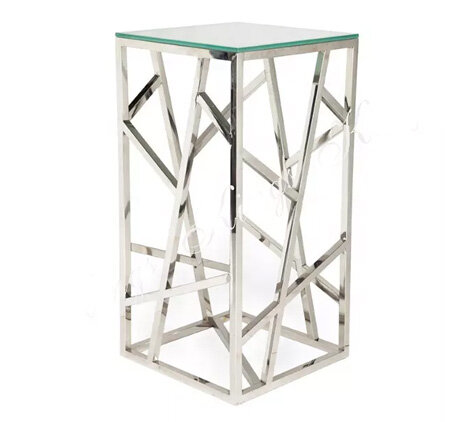 Cocktail Table - Dexter - Silver Frame - Clear Top