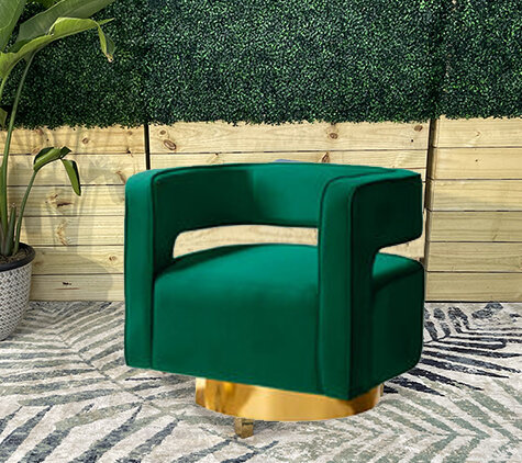 Club Chair - Ella - Gold Legs - Emerald Velvet