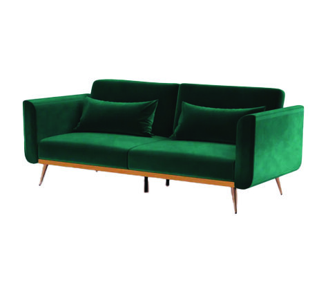 Sofa - Ella - Gold Legs - Emerald Velvet