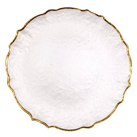 Charger -Frosted Scalloped - Gold Rim 13