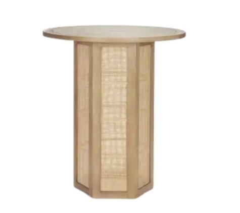 Cocktail Table - Hollis Rattan Round - Ash Wood Frame - Ash Wood Top