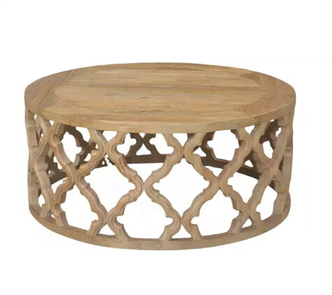 Coffee Table - Hunter Round - Ash Wood Decor Frame - Ash Wood Top