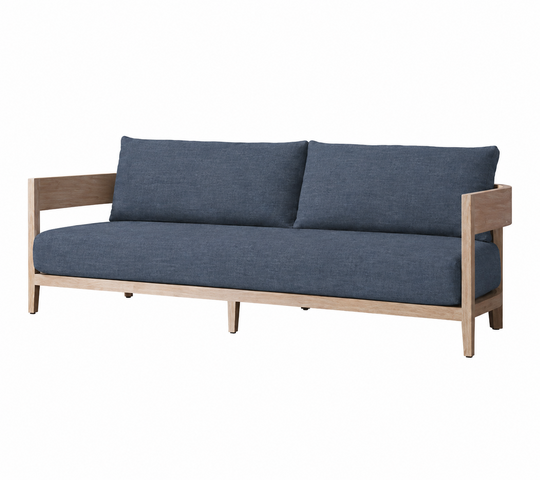 Outdoor Sofa - Hunter - Ash Wood Legs - Blue Fabric