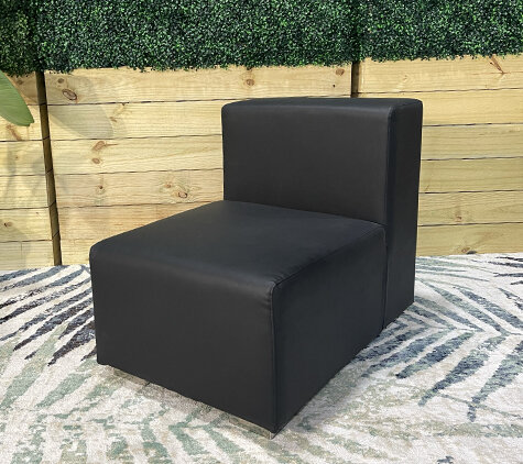 Side Chair - Jackson - Silver Legs - Black Faux Leather