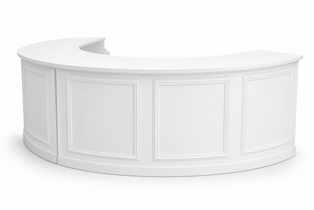 Bar - Lainey 1/2 Circle - White Wood Frame - White Wood Top