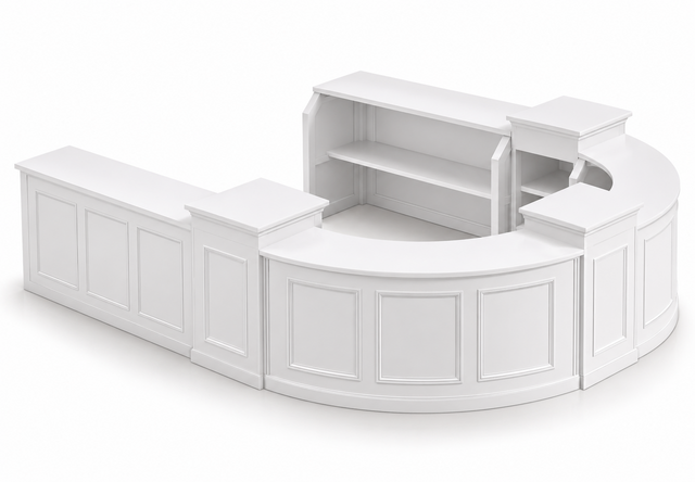 Bar - Lainey 1/2 Oval - White Wood Frame - White Wood Top