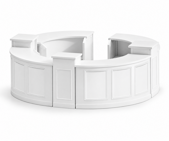 Bar - Lainey 3 Post Full Circle - White Wood Frame - White Wood Top