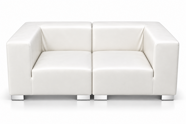 Loveseat - Jackson - Silver Legs - White Faux Leather