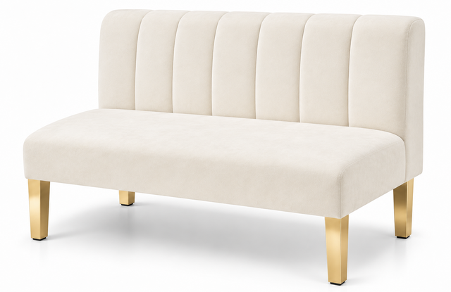 Loveseat - Rose - Gold Legs - Ivory Velvet