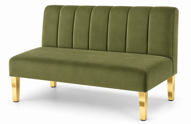 Loveseat - Rose - Gold Legs - Moss Velvet