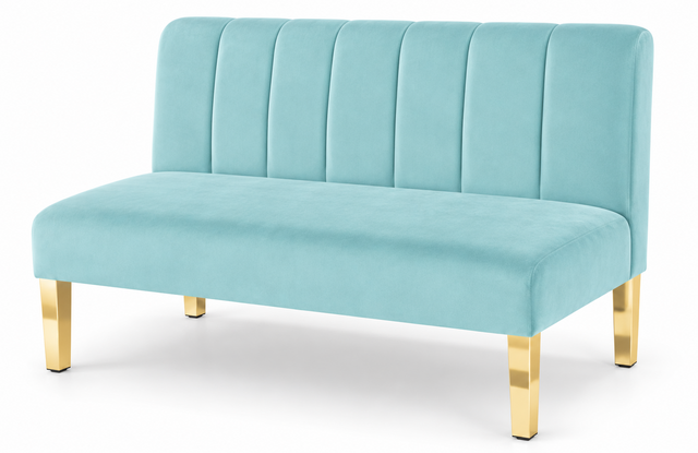 Loveseat - Rose - Gold Legs - Robin Egg Velvet