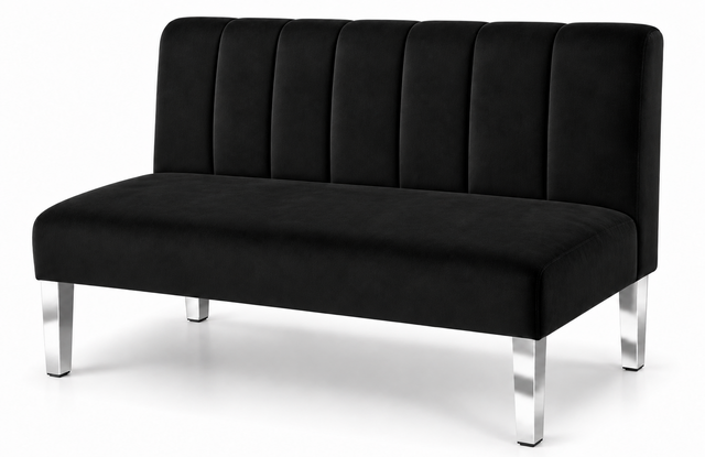 Loveseat - Rose - Silver Legs - Black Velvet