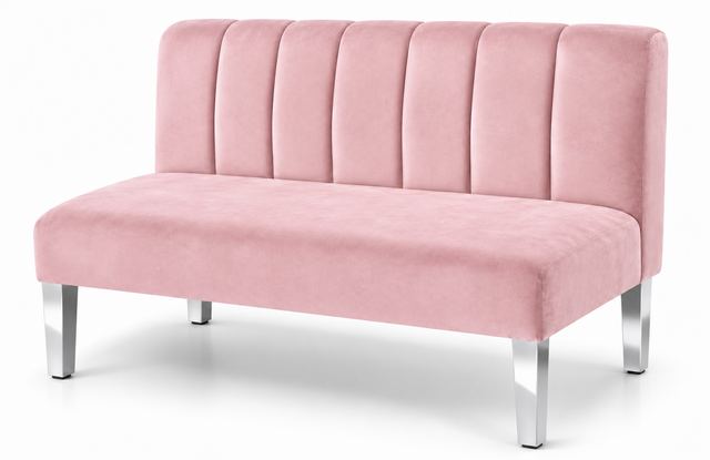 Loveseat - Rose - Silver Legs - Blush Velvet