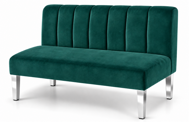 Loveseat - Rose - Silver Legs - Emerald Velvet