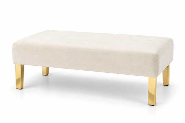 Ottoman - Rose - Gold Legs - Ivory Velvet