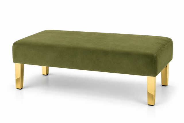 Ottoman - Rose - Gold Legs - Moss Velvet