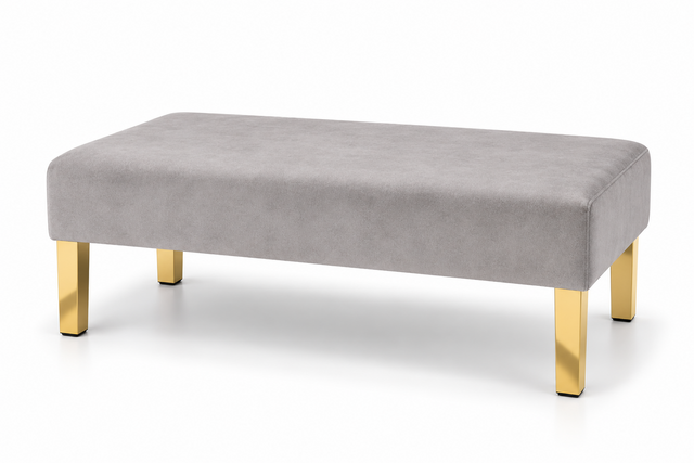 Ottoman - Rose - Gold Legs - Pewter Velvet