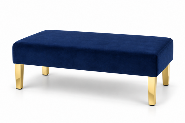 Ottoman - Rose - Gold Legs - Sapphire Velvet