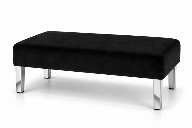 Ottoman - Rose - Silver Legs - Black Velvet