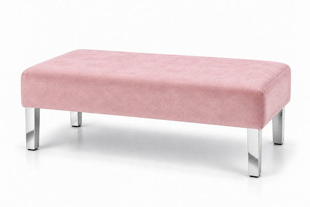 Ottoman - Rose - Silver Legs - Blush Velvet