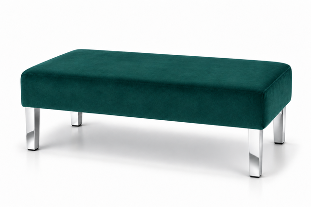 Ottoman - Rose - Silver Legs - Emerald Velvet