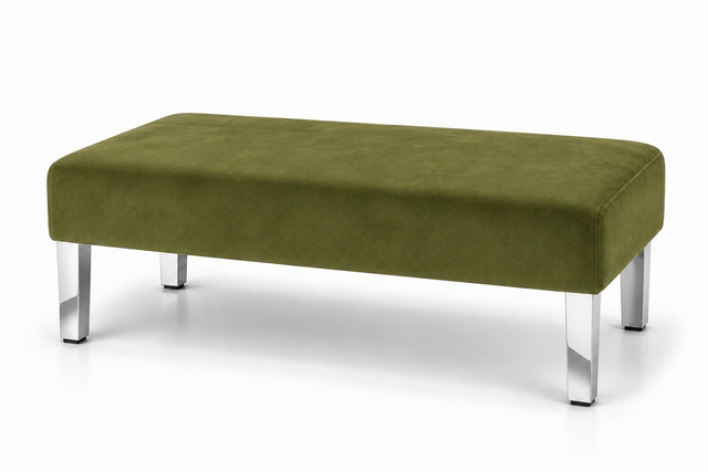 Ottoman - Rose - Silver Legs - Moss Velvet